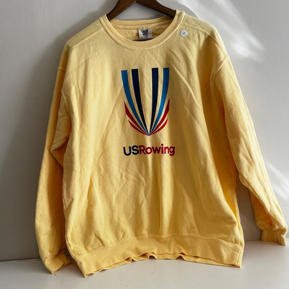 NWOT USRowing Men's Lg Yellow Sweatshirt Crewneck Cotton Blend Sportswear